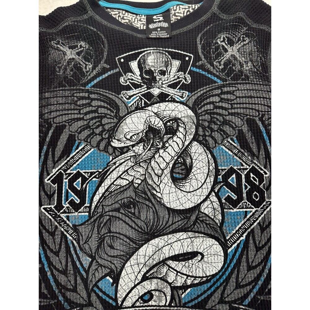 Sinister Long Sleeve Waffle Tshirt Mens Size Small Skull Snake MMA - Picture 4 of 8